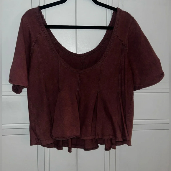Free People Distressed Mauve Pink Scoop top - Picture 4 of 6